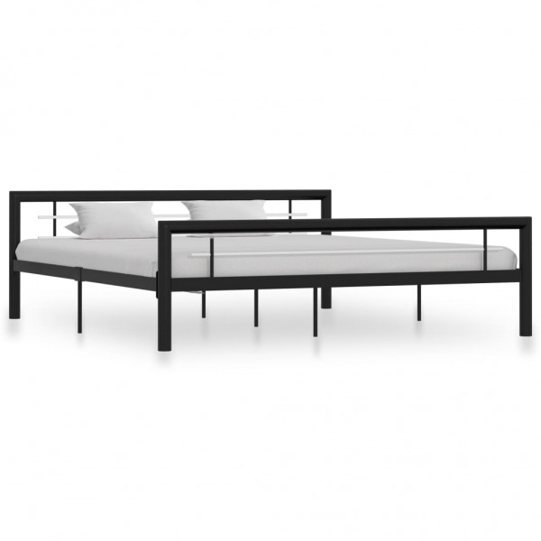 Estructura de cama de metal negro y blanco 180x200 cm D