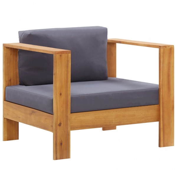 Cadeira de jardim com almofada madeira maciça de acacia cinza escuro D