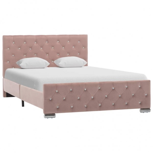 Estrutura de cama de veludo rosa 120x200 cm D