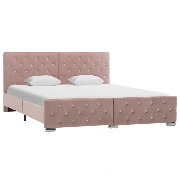 Estructura de cama de terciopelo rosa 160x200 cm D