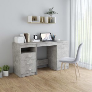Escritorio de madera de ingeniería gris hormigón 140x50x76 cm D