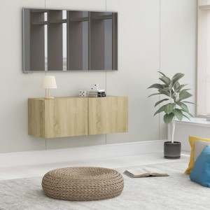 Mueble para TV madera contrachapada color roble 80x30x30 cm D