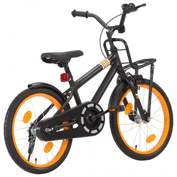Bicicleta niños y portaequipajes delantero 18 negro y naranja D