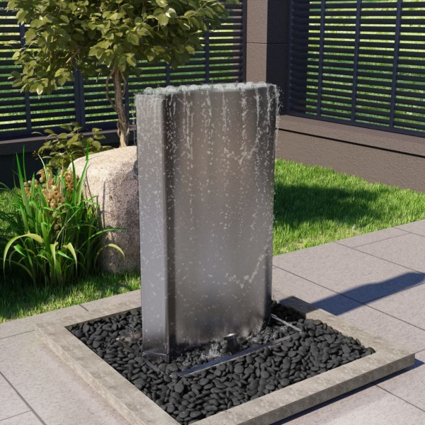 Fuente de jardín de acero inoxidable plateado 60.2x37x122.1 cm D