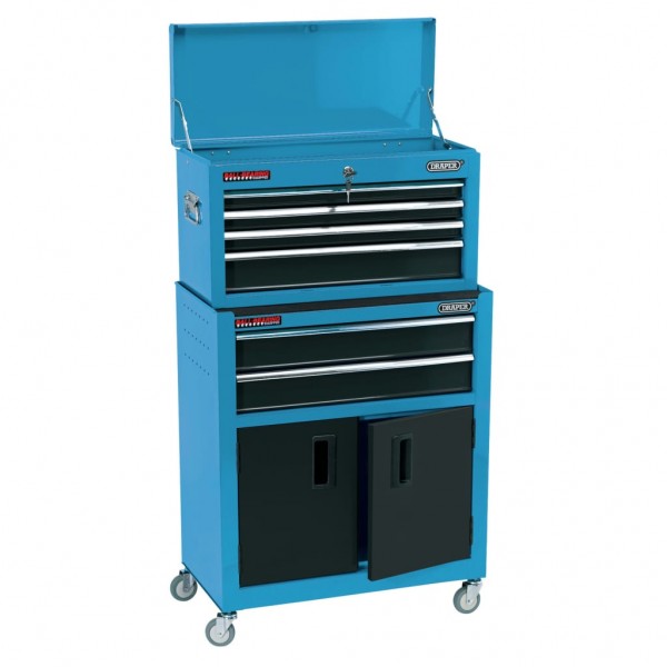 Draper Tools Armario y caja de herramientas ruedas azul 61.6x33x99.8cm D