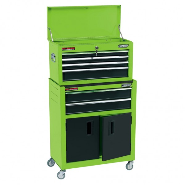 Draper Tools Armario y caja herramientas ruedas verde 61.6x33x99.8cm D