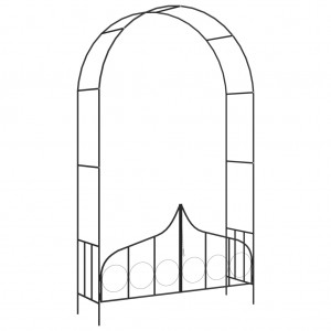 Arco de jardim com porta de ferro preto 138x40x238 cm D