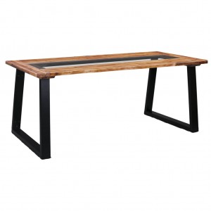 Mesa de jantar de madeira maciça de acacia e vidro 180x90x75cm D