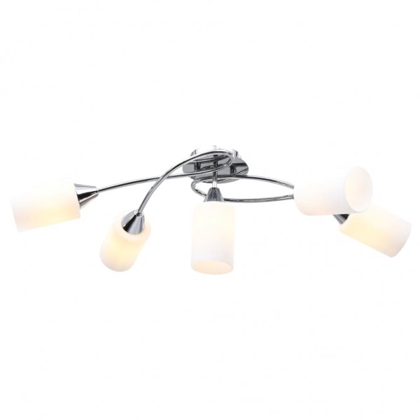 Lámpara de techo pantallas cerámica cono blanco 5 bombillas E14 D
