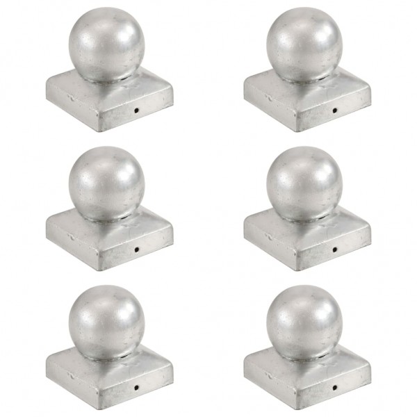 Tampas de poste 6 peças em metal galvanizado com extremidade globo 71x71 mm D