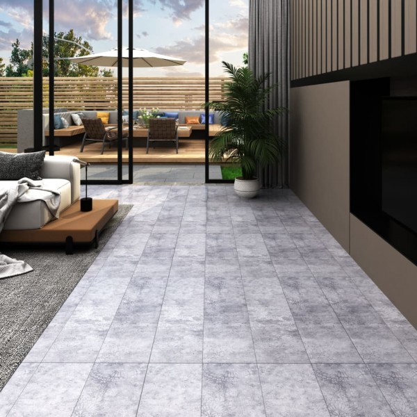 Lamas de piso não autoadhesivas PVC cinza cimento 5,26 m2 2 mm D