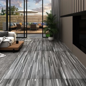 Lamas para suelo de PVC autoadhesivas gris a rayas 4.46 m² 3 mm D