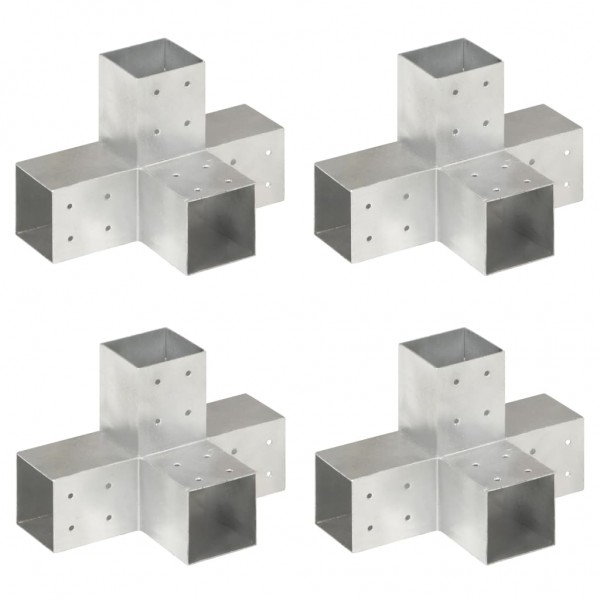 Postes conectores em X 4 peças metal galvanizado 81x81 mm D