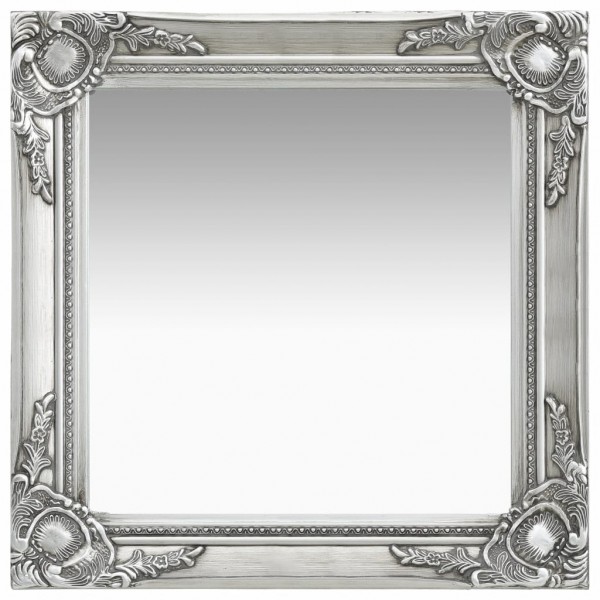 Espejo de pared estilo barroco plateado 50x50 cm D