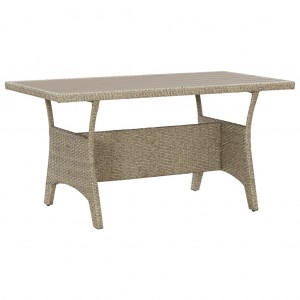 Mesa de jardín de ratán sintético gris 130x70x66 cm D