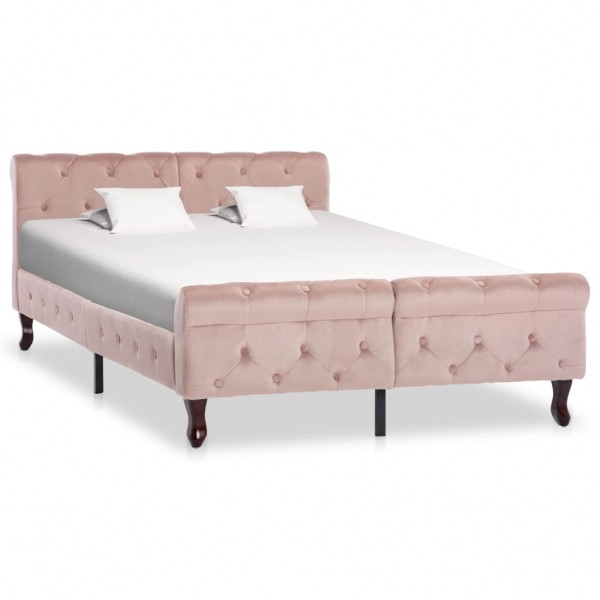 Estructura de cama de terciopelo rosa 120x200 cm D