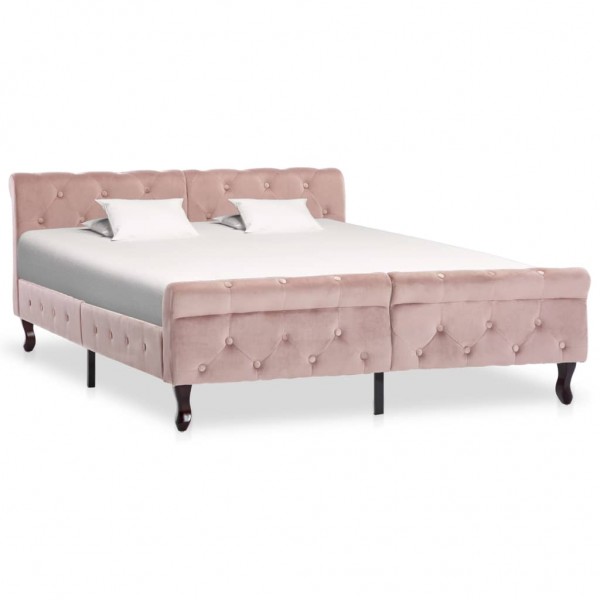 Estrutura de cama de veludo rosa 140x200 cm D
