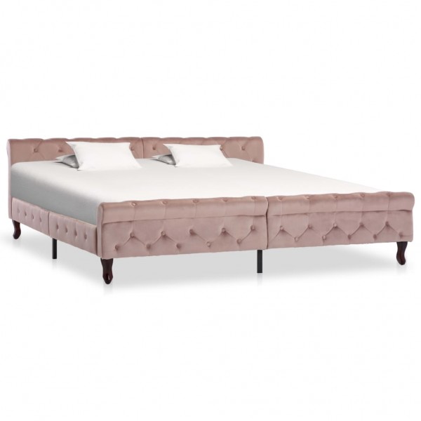 Estrutura de cama de veludo rosa 200x200 cm D