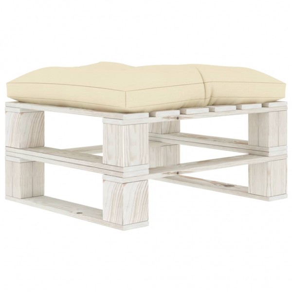 Otomana de palés para jardín madera con cojín color crema Otomana de palés para jardín madera con cojín color crema D