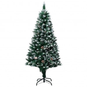 Árbol de Navidad artificial con piñas y nieve blanca 180 cm D