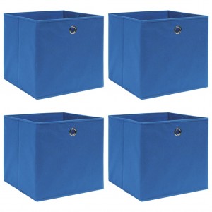 Cajas de almacenaje 4 uds tela 32x32x32 cm azul D
