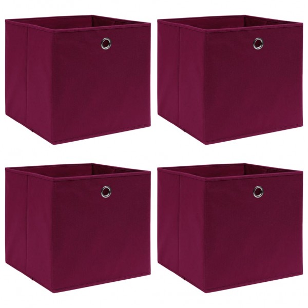 Caixas de armazenamento 4 tissuas vermelho escuro 32x32x32 cm D