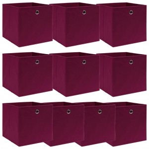 Cajas de almacenaje 10 uds tela rojo oscuro 32x32x32 cm D