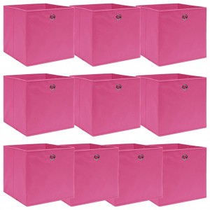 Cajas de almacenaje 10 uds tela rosa 32x32x32 cm D