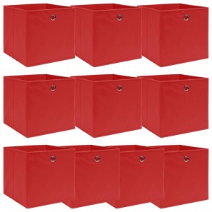 Cajas de almacenaje 10 uds tela rojo 32x32x32 cm D