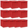 Cajas de almacenaje con tapas 10 unidades tela rojo 32x32x32 cm