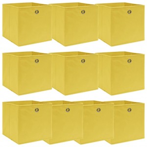 Cajas de almacenaje 10 uds tela amarillo 32x32x32 cm D