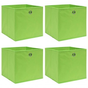 Cajas de almacenaje 4 uds tela verde 32x32x32 cm D