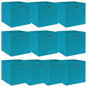 Cajas de almacenaje 10 uds tela azul celeste 32x32x32 cm D