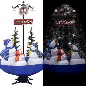 Árvore de Natal com neve com base de guarda-chuva em PVC azul 170 cm D