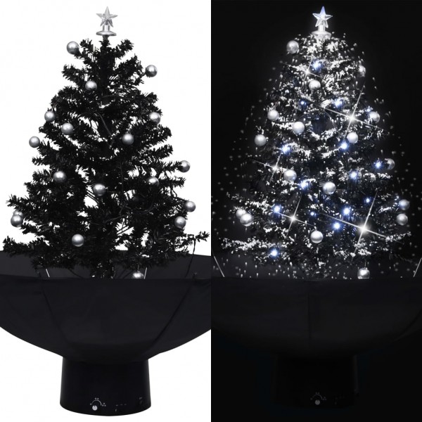 Árvore de Natal com neve com base de guarda-chuva em PVC preto 75 cm D