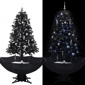 Árvore de natal com neve e base de guarda-chuva em PVC preto 170 cm D