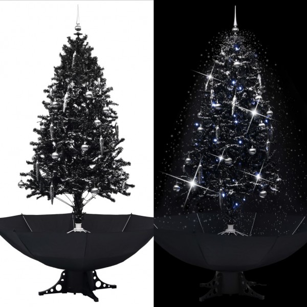 Árvore de natal com neve e base de guarda-chuva em PVC preto 190 cm D