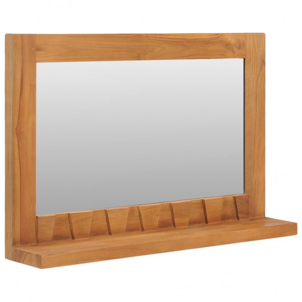 Espejo de pared con estante madera maciza de teca 60x12x40 cm D