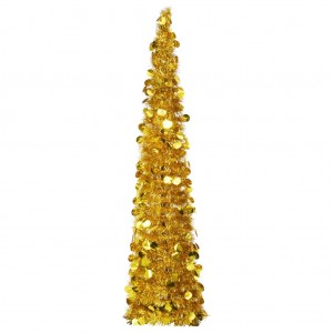 Árbol de Navidad artificial emergente PET dorado 150 cm D