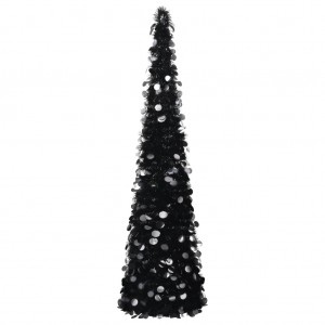 Árbol de Navidad artificial emergente PET negro 150 cm D