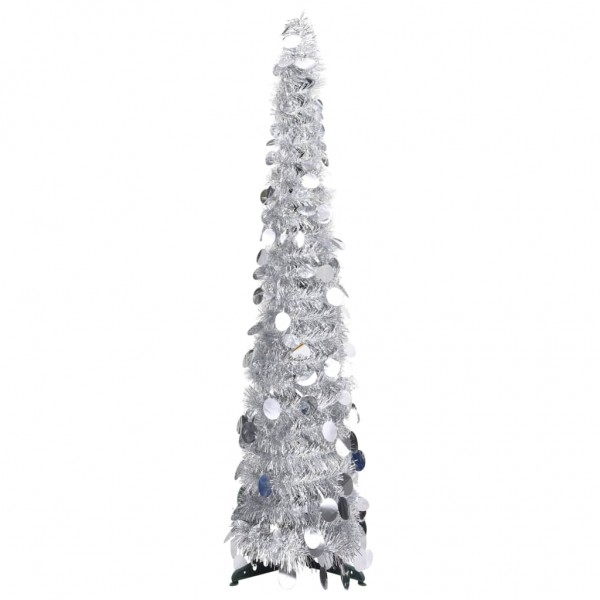 Árbol de Navidad artificial emergente PET plateado 120 cm D