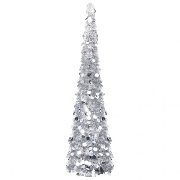 Árbol de Navidad artificial emergente PET plateado 150 cm D