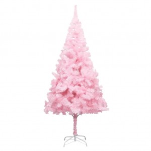 Árbol de Navidad artificial con soporte PVC rosa 210 cm D