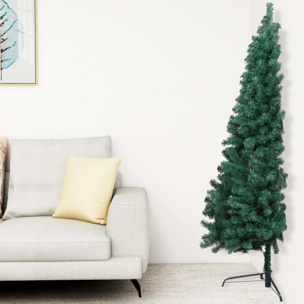 Medio árbol de Navidad artificial con soporte PVC verde 180 cm D