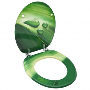 Asiento de inodoro con tapa MDF verde diseño gota de agua D