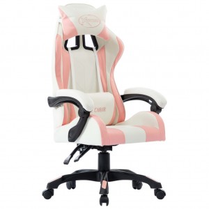 Cadeira de jogos de couro sintético rosa D