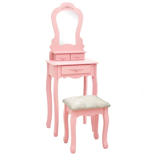 Jogo de toalha e banquinha madeira paulownia rosa 50x59x136 cm D
