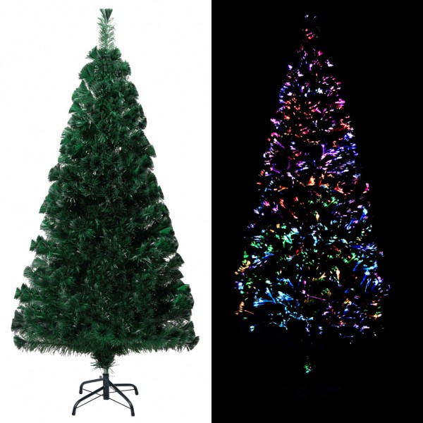 Árbol de Navidad artificial y soporte verde fibra óptica 150 cm D