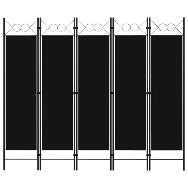 Biombo divisor de 5 paneles negro 200x180 cm D