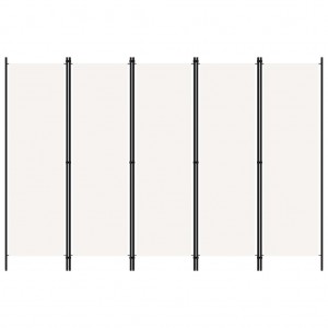 Biombo divisor de 5 paneles blanco crema 250x180 cm D